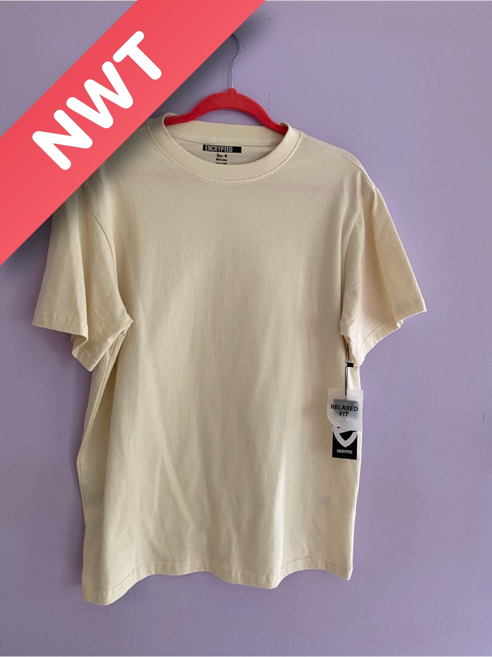 Encrypted Men's Relaxed Crewneck T-Shirt — Cream